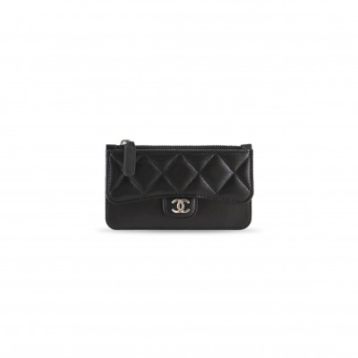 CHANEL MATELASSE COIN CASE PURSE WALLET LEATHER BLACK AP0374 (13*7.5*1cm)